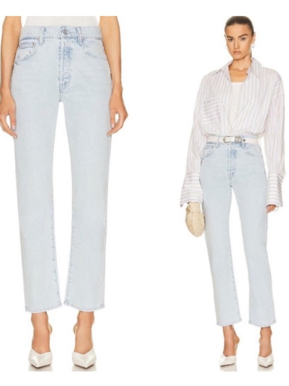 Mother Superior High Waisted Hiker Hover Light Wash Jeans in I Do Declare